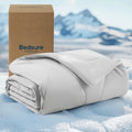 Bedsure premium cooling blanket front view spread on a living room floor
