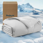 Bedsure premium cooling blanket front view spread on a living room floor
