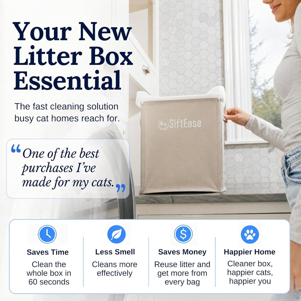 Cat Litter Sifter - SiftEase Litter Box Sifting, Fast & Easy Scoop Free Cleaner, Large Sifter with Bin for Longer Lasting Litter (Dark Grey) - Image 9