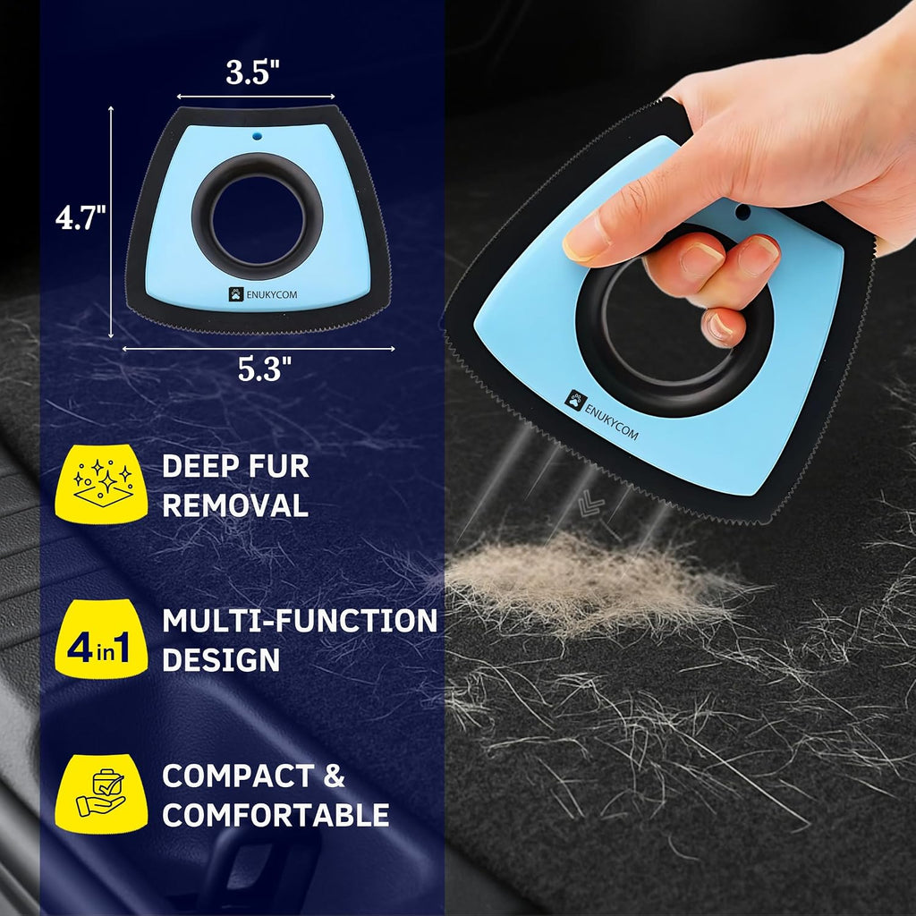 Enukycom hair removal tool on automotive floor mat