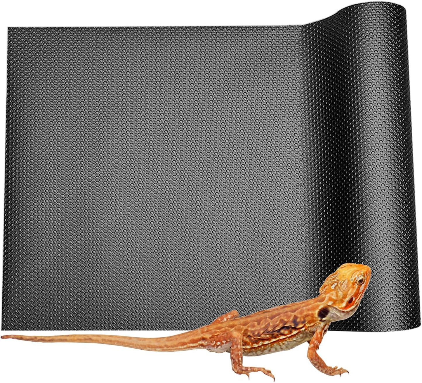 Duedusto bearded dragon tank accessories premium black terrarium mat liner front view inside enclosure