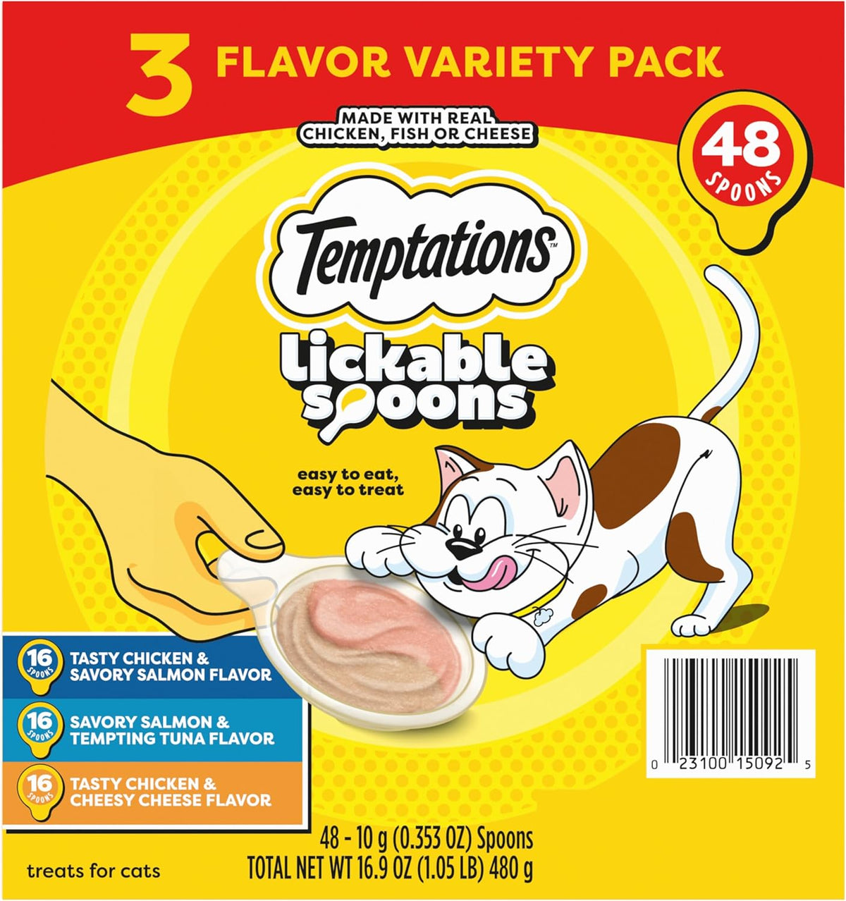 Temptations Lickable Spoons, Soft Lickable Cat Treats, Adult Wet Cat Treats, Variety Pack, 24 Spoons - Image 12