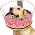 Didopet sponge dog cone after surgery front view showing pink donut pattern