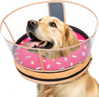 Didopet sponge dog cone after surgery front view showing pink donut pattern