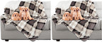 Petmaker pet blanket in gray plaid packaging demonstrating its 60 by 50 inch dimensions.