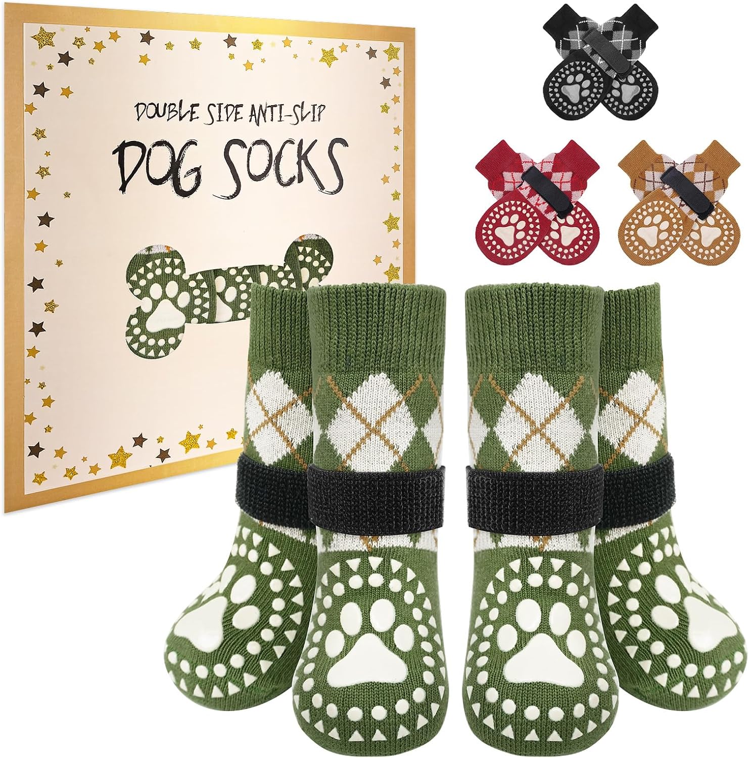 BEAUTYZOO Dog Socks to Prevent Licking Paws -Dog Shoes for Hot Pavement & Hardwood Floors Anti Slip, Traction Control Boots & Paw Protectors with Double Side Grips for Small Medium Large Senior Dogs - Image 10