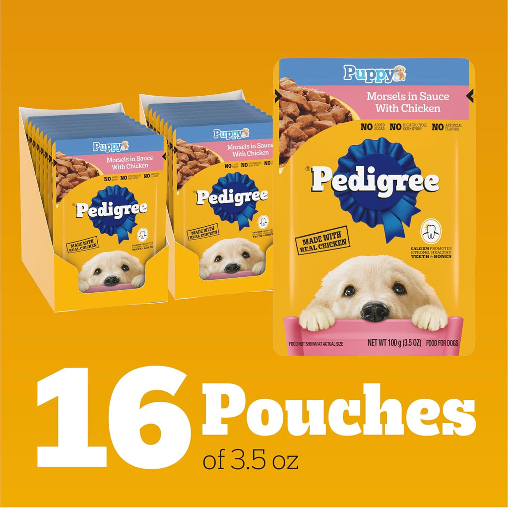 Pedigree wet puppy food morsels in gravy nutritional details panel