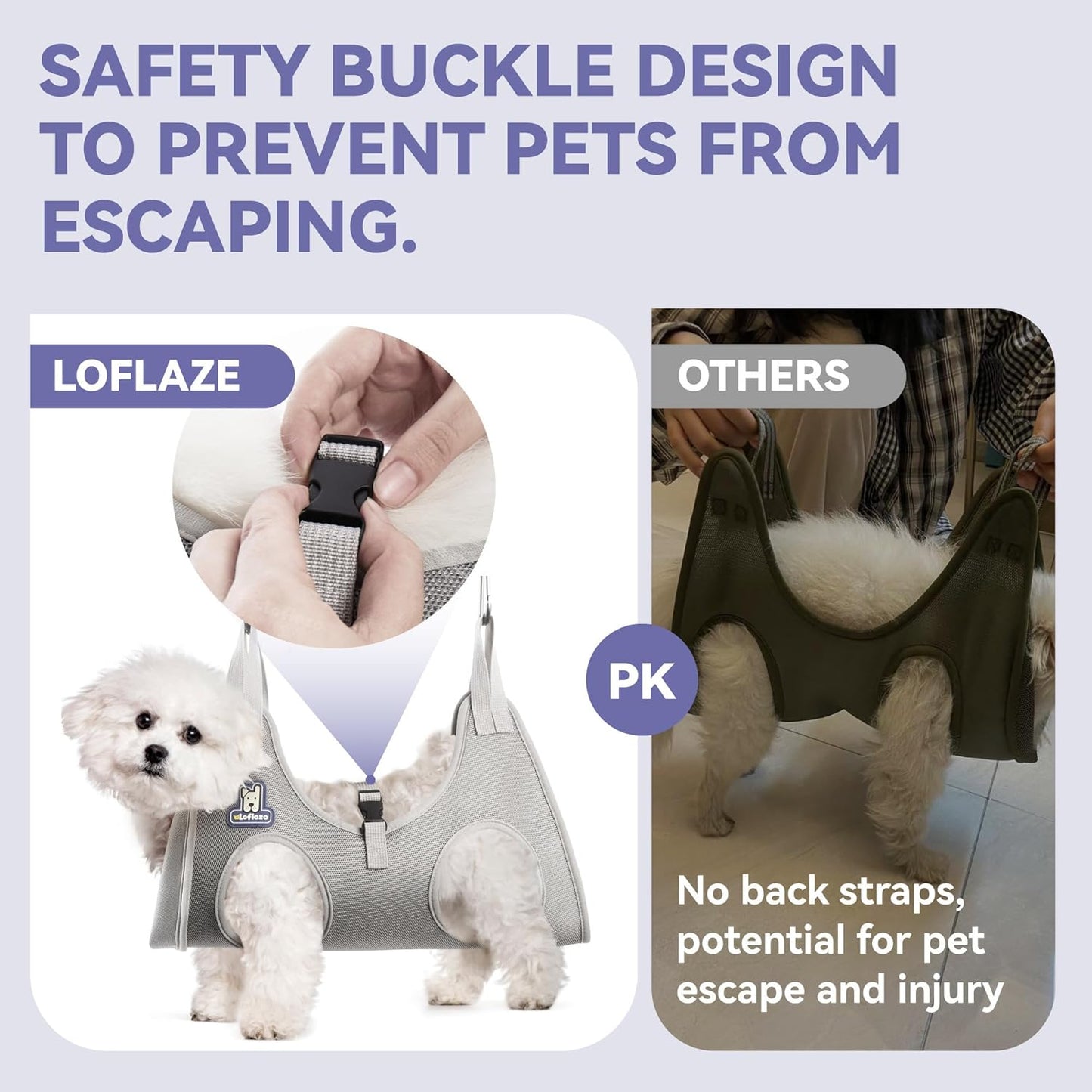 Small size Loflaze grooming sling secured with S-hooks