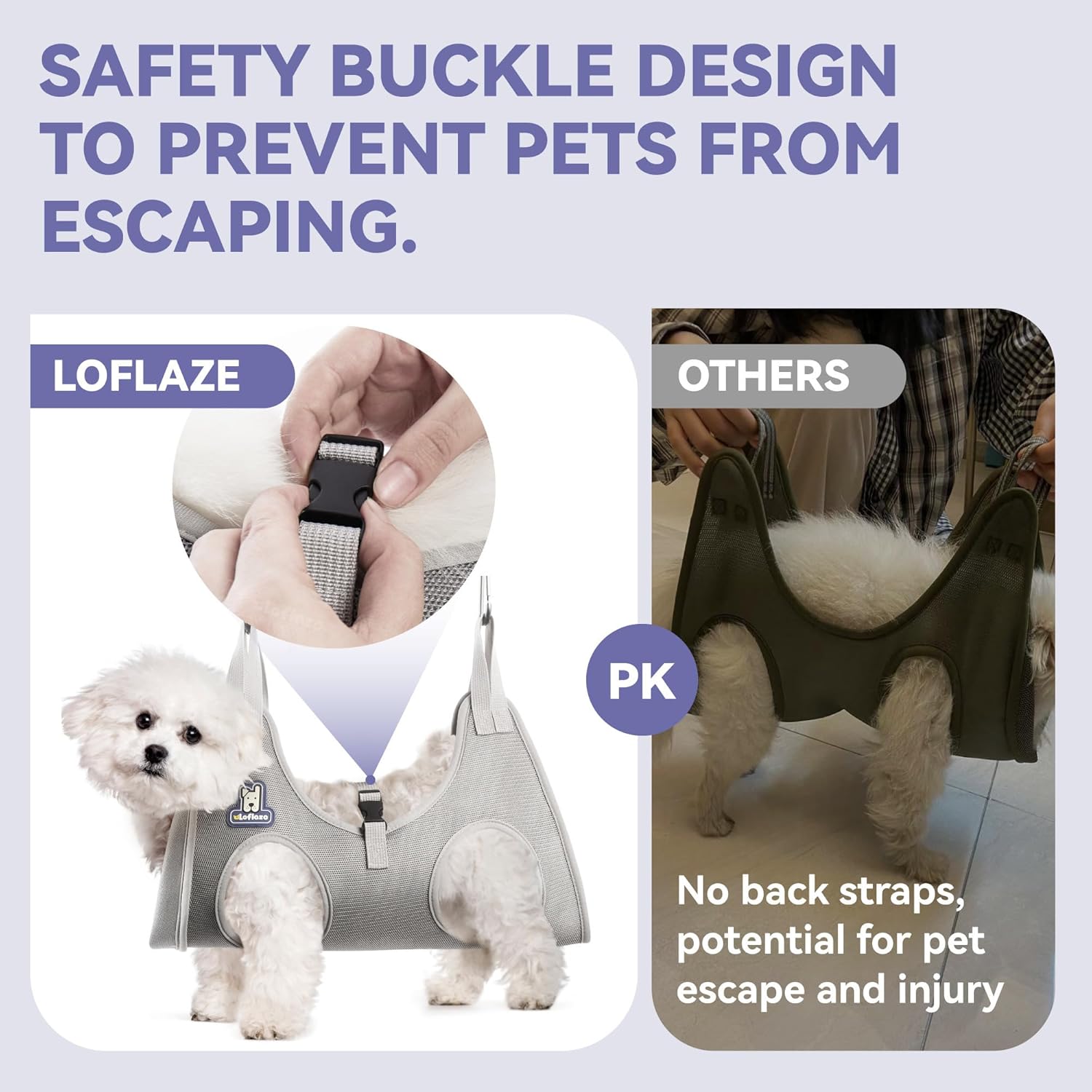 Small size Loflaze grooming sling secured with S-hooks