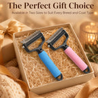 2 Pcs Pet Grooming Brush, Double Sided Undercoat Rake & Dematting Comb for Dogs and Cats, Detangling Tool for Matted Fur, Ideal for Medium or Long Haired Breeds (Blue+Pink, Large) - Image 9