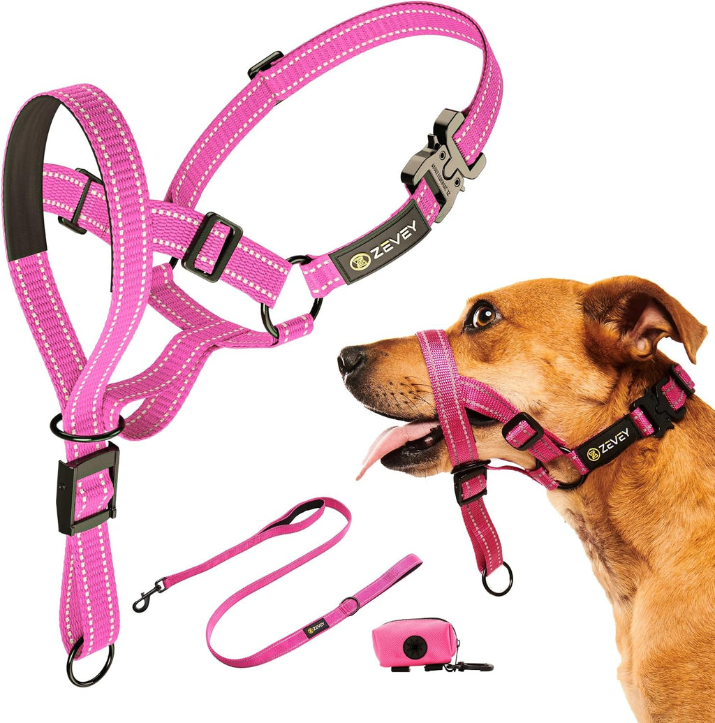 Dog Headcollar With Leash And Safety Strap Stops Heavy Pulling On The Leash Padded Reflective Head Halter For Small Medium Large Dogs Adjustable Head Harness For Training And Walking, (L, Black) - Image 11