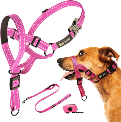 Dog Headcollar With Leash And Safety Strap Stops Heavy Pulling On The Leash Padded Reflective Head Halter For Small Medium Large Dogs Adjustable Head Harness For Training And Walking, (L, Black) - Image 11