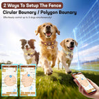 Smartphone application interface showing custom polygon boundary setup for wireless pet fence