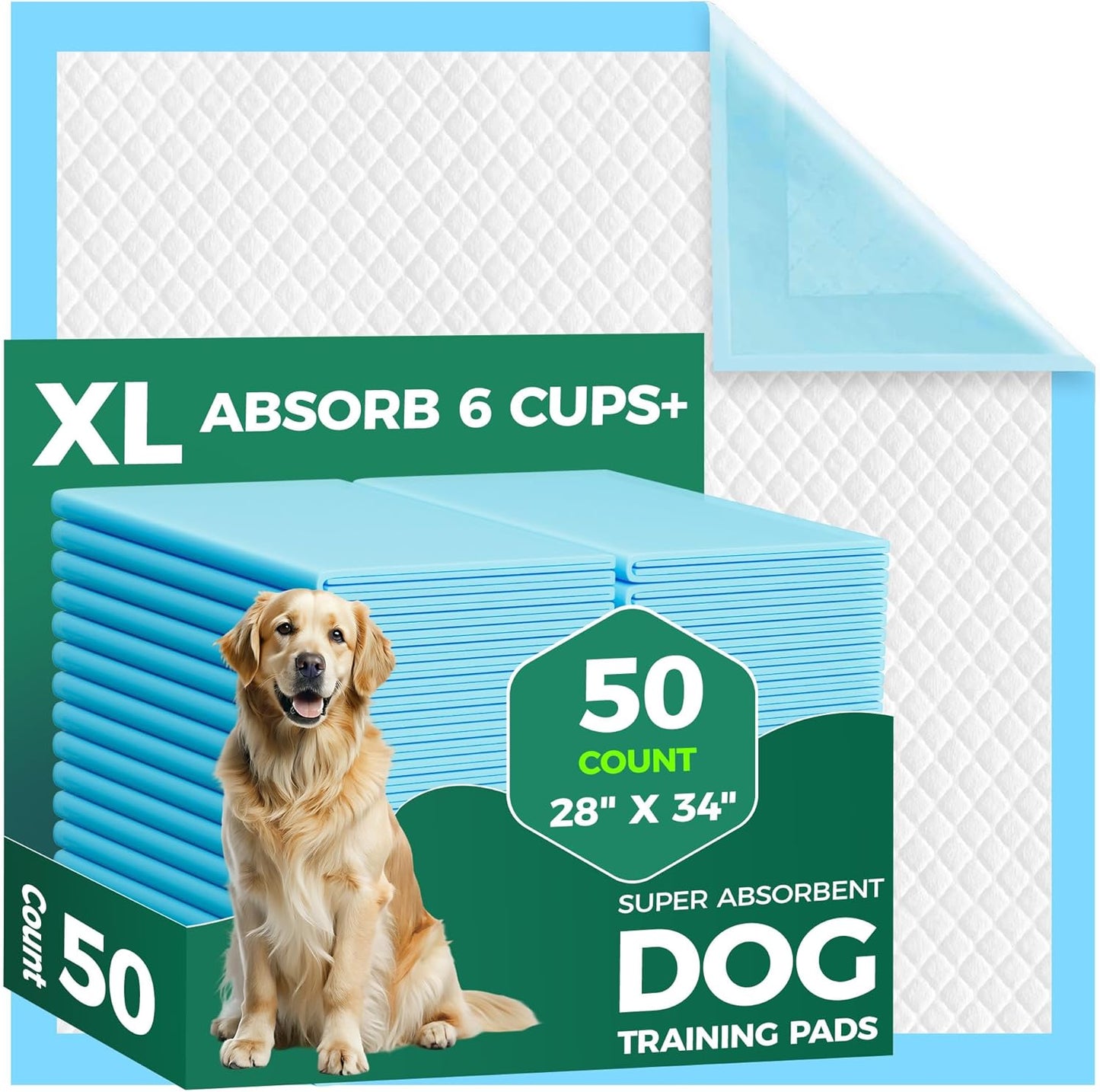 YOPETKI extra large dog pee pads 50 count pack front view premium pet training supplies