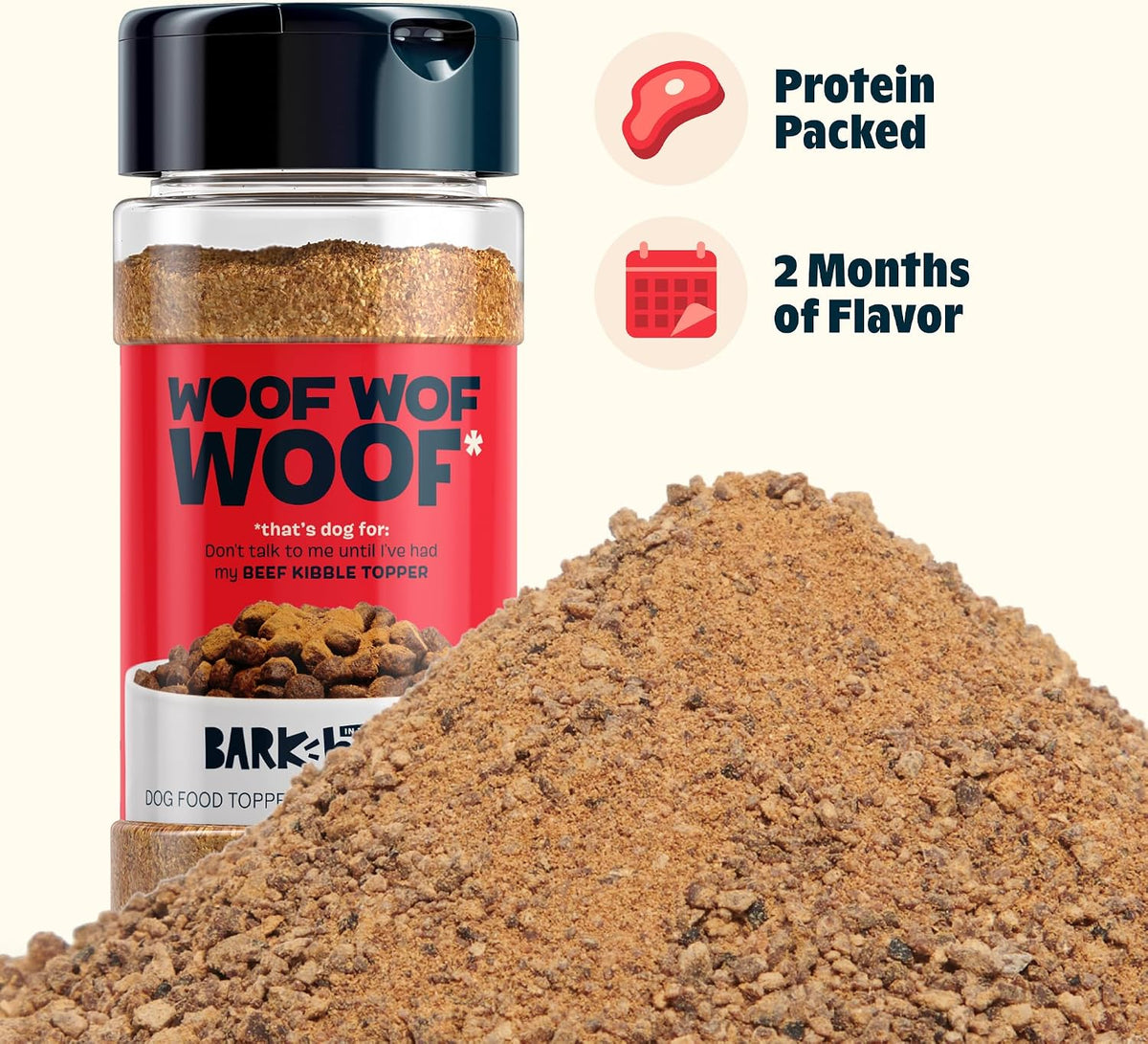 Premium American imported dog food mixer powder poured on kibble