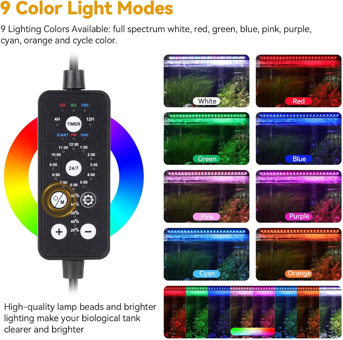 Hygger fish tank light with extendable brackets