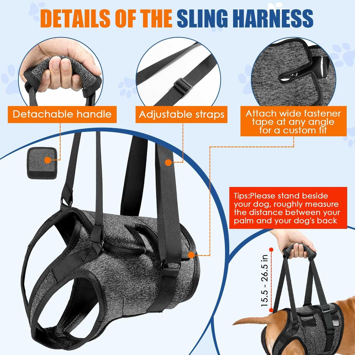 SlowTon dog lift harness showing the large anatomical relief opening