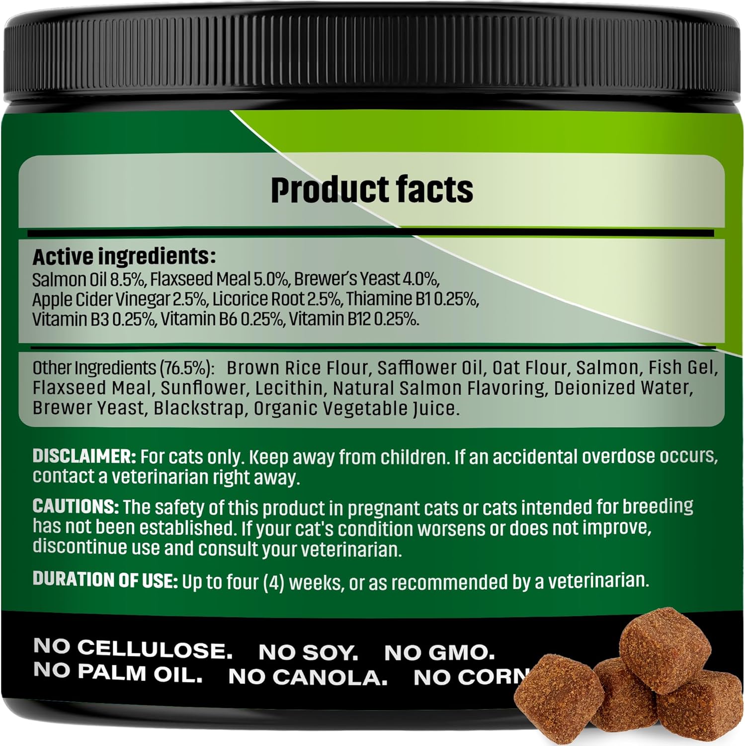 Organic pet pest control chewable supplements side label information
