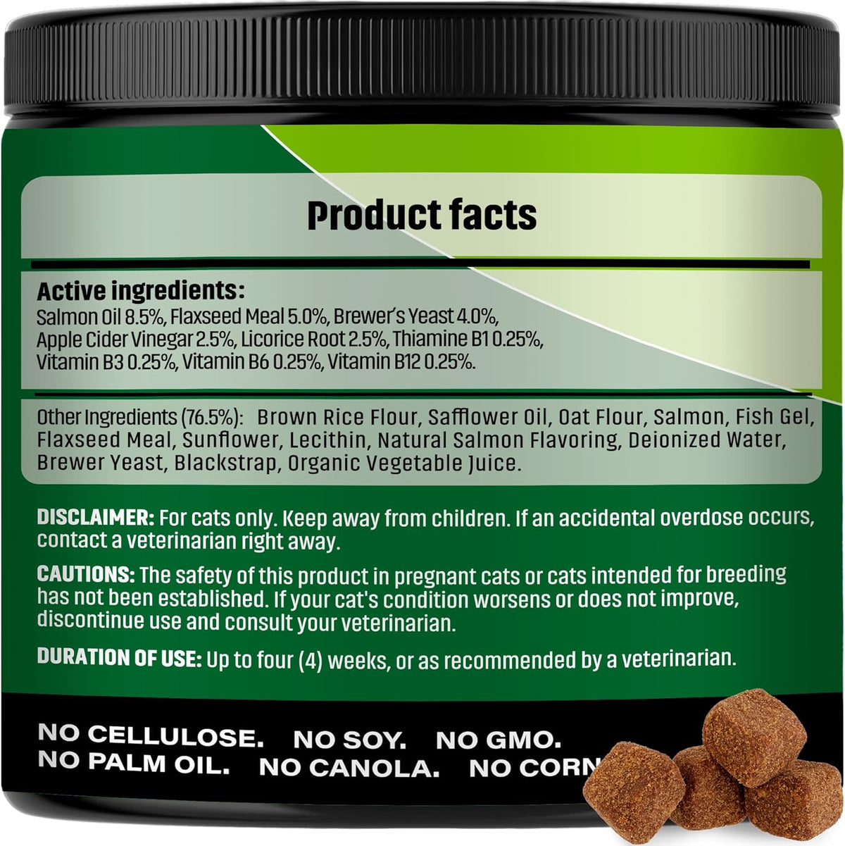 Organic pet pest control chewable supplements side label information