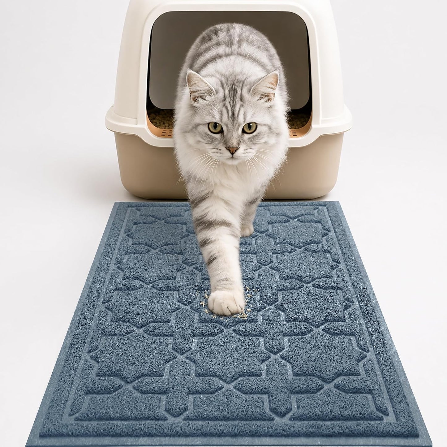 Yimobra Cat Litter Mat, Easy Clean Trapping PVC Mat with Waterproof Backing and Non Slip Bottom, Scatter Control Pad for Litter Box, 24"x20", Grey - Image 10