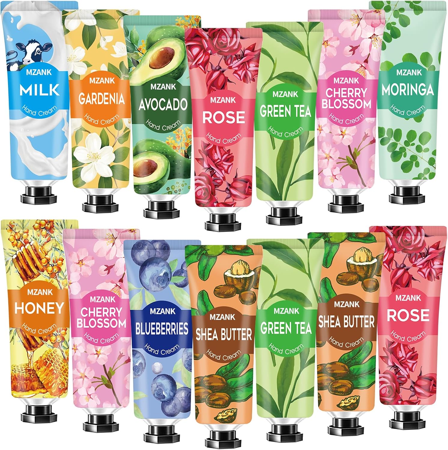 MZANK 14 pack hand cream gift set front view showcase