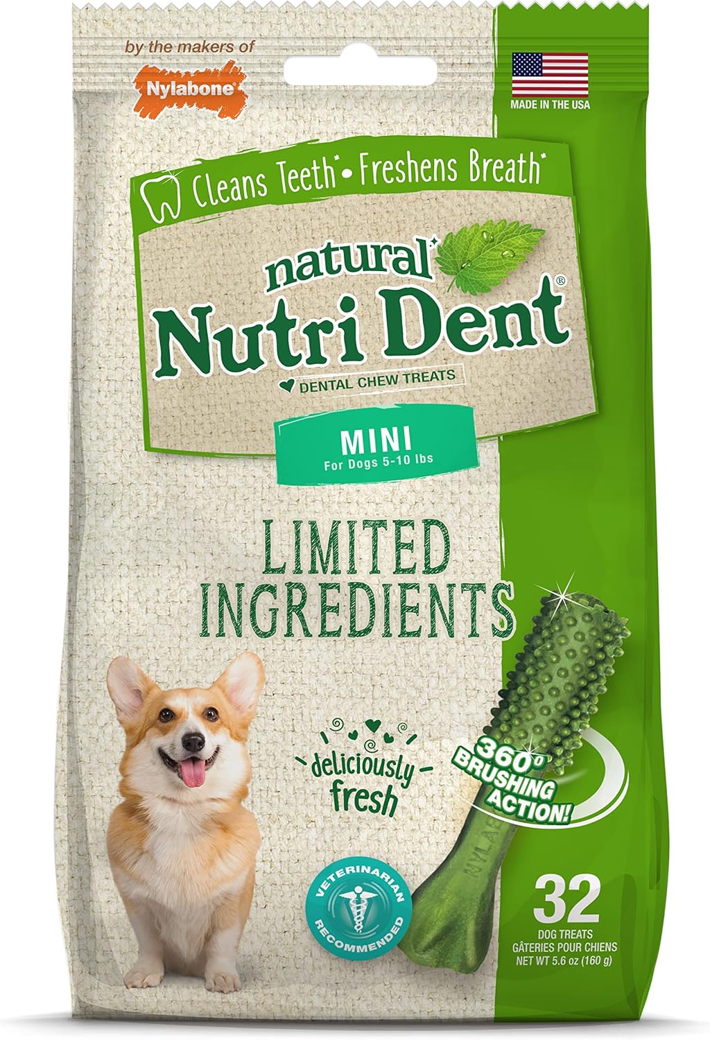 Nylabone Nutri Dent Natural Dental Chews for Dogs, Limited Ingredient Dog Treats Made in the USA, Clean Teeth & Fresh Breath, Healthy Dog Chews, Fresh Breath Flavor, For X-Small Dogs, (160 Count) - Image 12