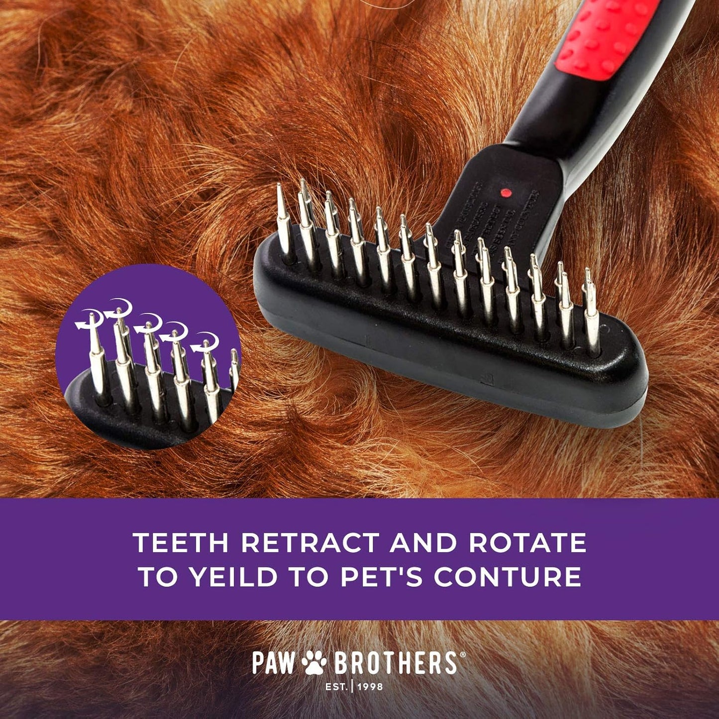 Grooming a dog with Paw Brothers Magic Spring Rake