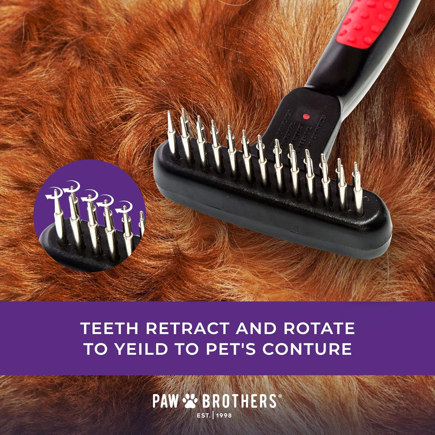 Grooming a dog with Paw Brothers Magic Spring Rake