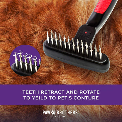 Grooming a dog with Paw Brothers Magic Spring Rake