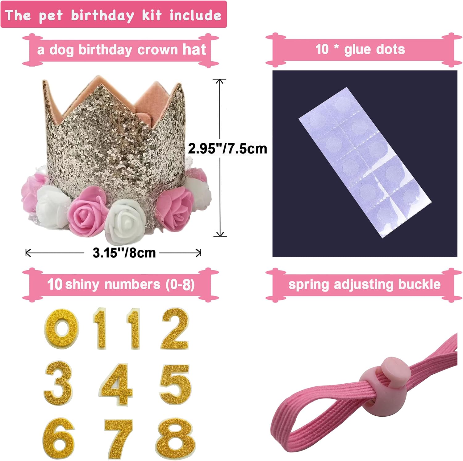 Posapet cat and dog birthday party hat side profile view