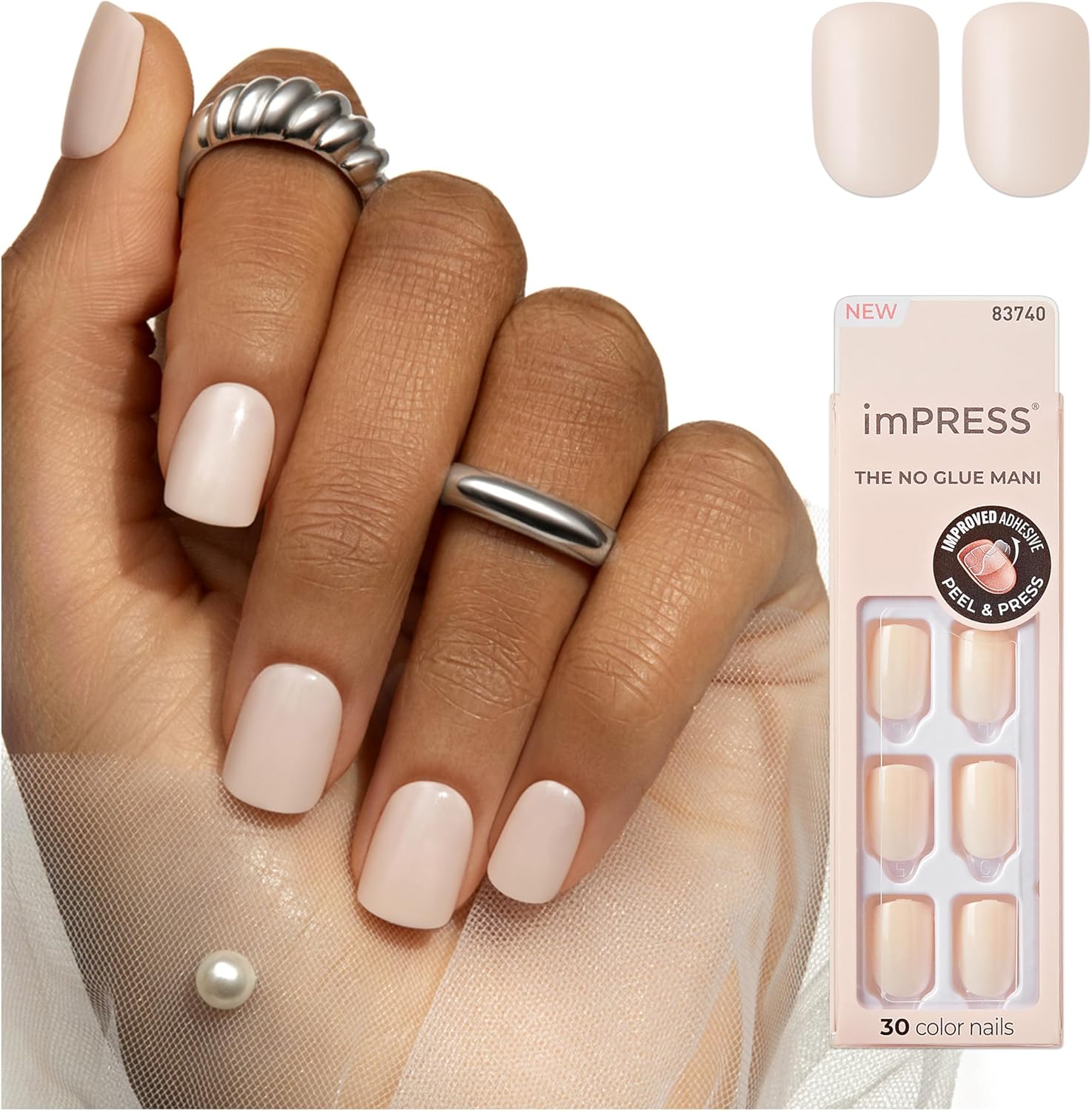 KISS imPRESS Color Press-On Nails Point Pink front view