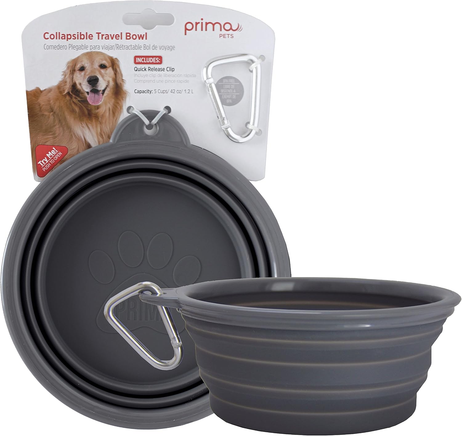 Prima Pet Expandable/ Collapsible Silicone Food & Water Travel Bowl with Clip for Small & Medium Dog and Cat, Size: 1.5 Cups (5.1 Inch Diameter Bowl) (AQUA) - Image 12