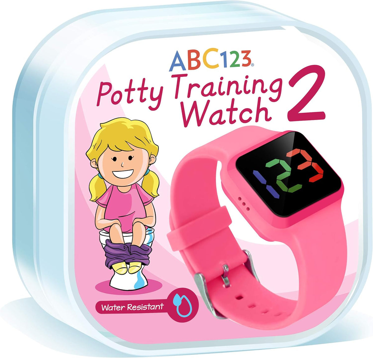 ABC123 Potty Training Watch 2 pink front view
