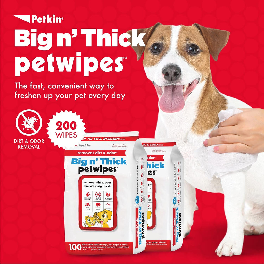 Petkin large pet grooming wipes showing the flip top lid container