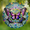 Cawalap 3D butterfly wind spinner front view in a garden