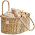 Bebe Bask Rosa artisan-made seagrass diaper caddy front view