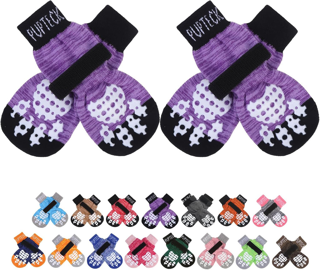 PUPTECK Anti-Slip Dog Socks with Double Sides Grips for Small Medium Large Dogs Hardwood Floors Prevents Licking, Dog Shoes for Hot Pavement Traction Control Paw Protector for Senior Dogs, Grey L - Image 11