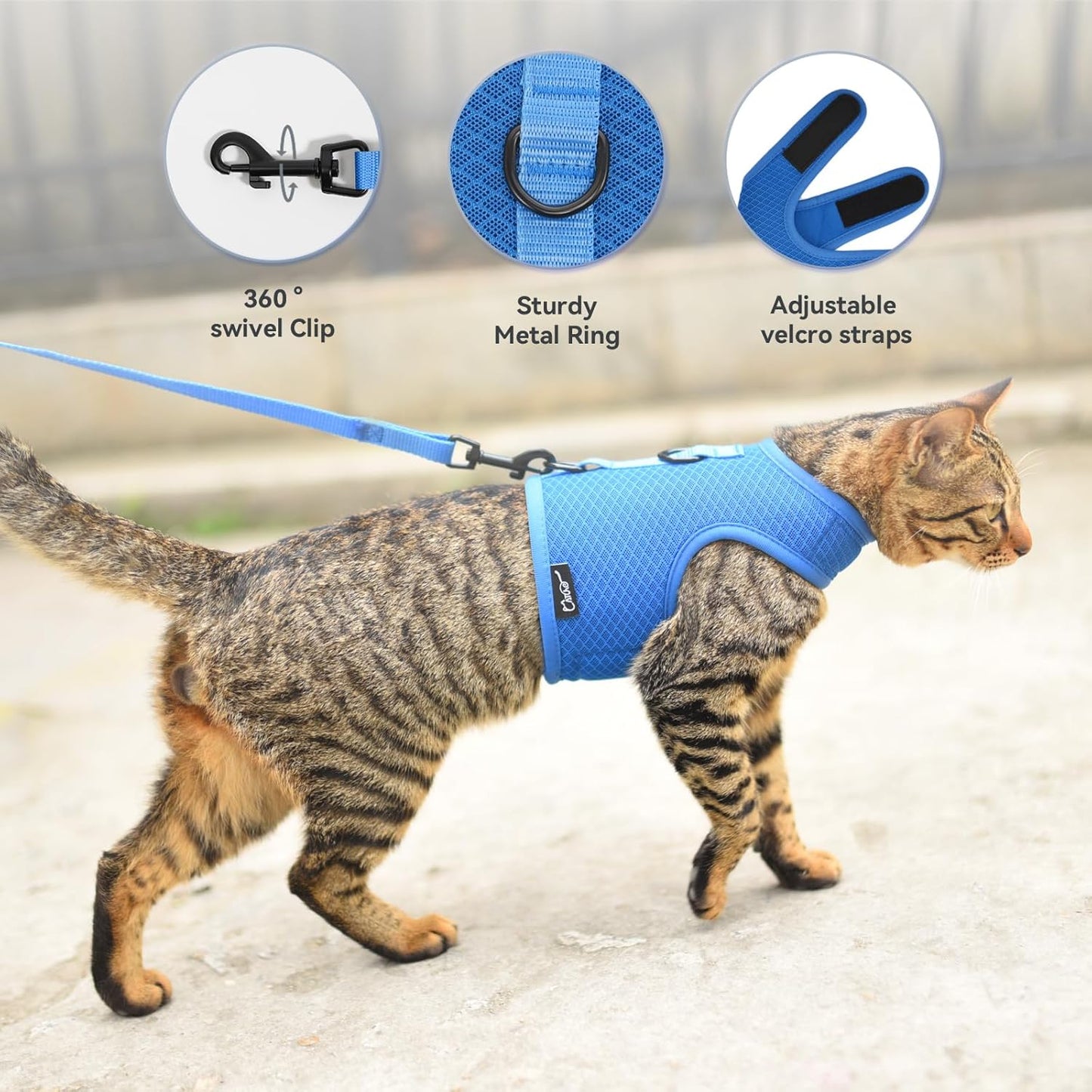 Premium step in cat walking jacket and matching training leash kit