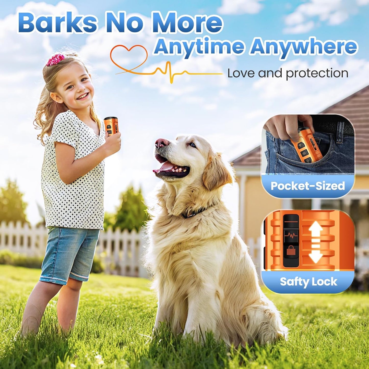 Rechargeable ultrasonic dog trainer with USB charging port