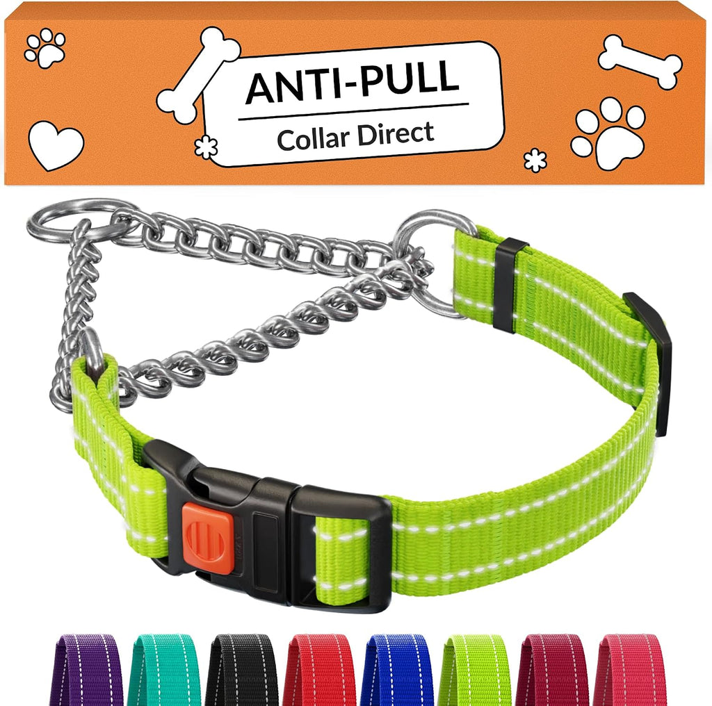 CollarDirect Martingale Dog Collar Heavy Duty Nylon Slip Collars for Small Medium Large Dogs [Stainless Steel Chain and Quick Release Buckle, Reflective, Pink, L, 17"-22"] - Image 10