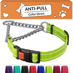 CollarDirect Martingale Dog Collar Heavy Duty Nylon Slip Collars for Small Medium Large Dogs [Stainless Steel Chain and Quick Release Buckle, Reflective, Pink, L, 17"-22"] - Image 10