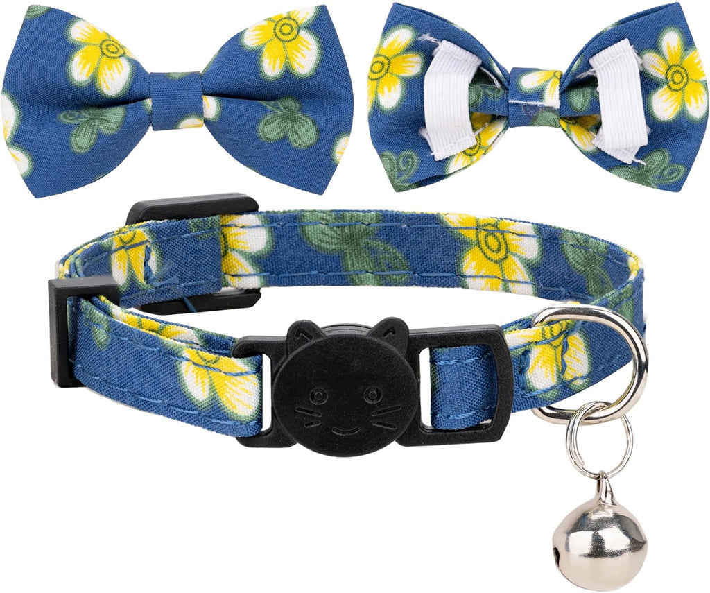 Gyapet dual color floral pattern cat collars showing breakaway safety buckle mechanism
