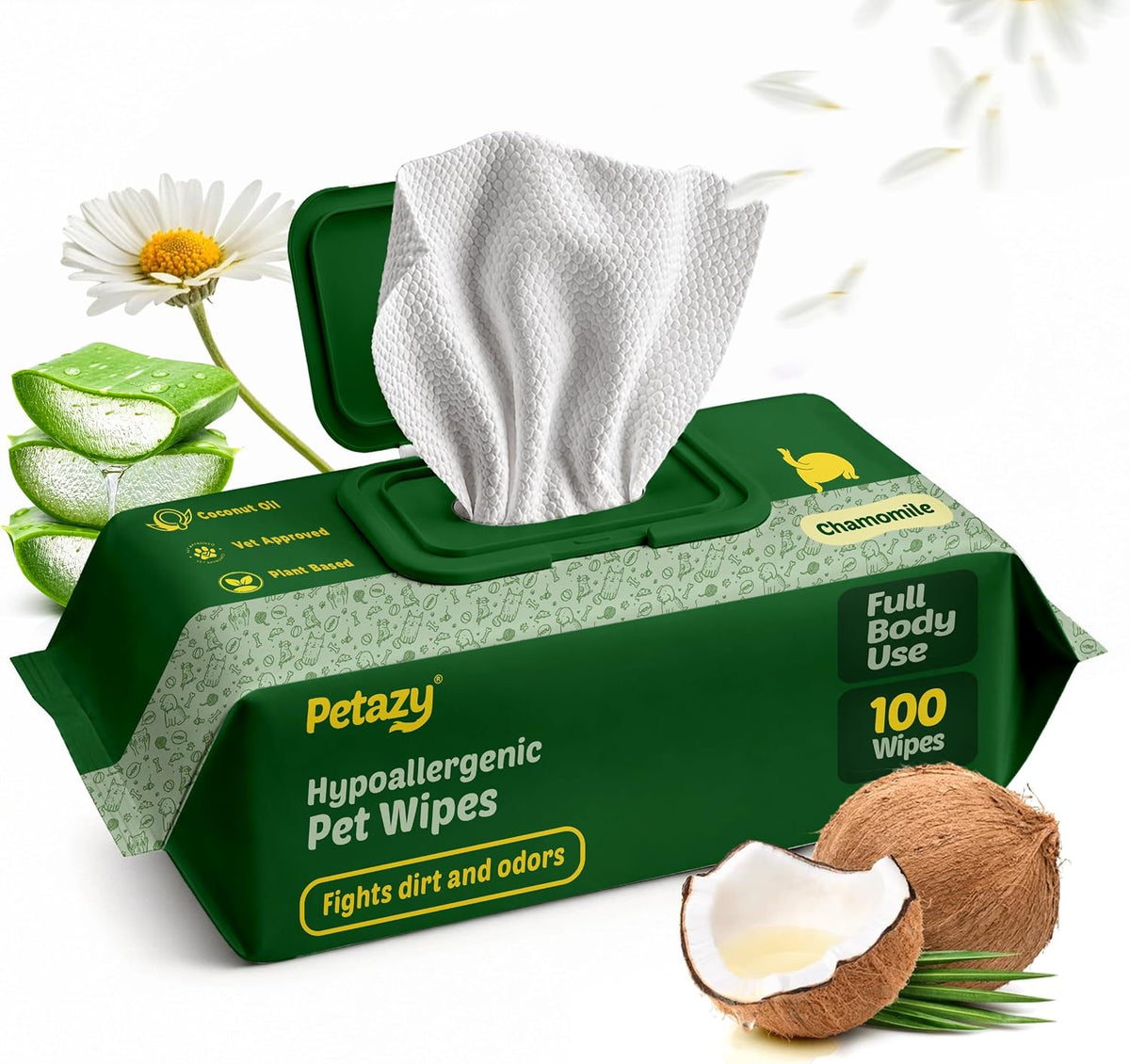 Petazy Pet Wipes for Dogs and Cats - 400 Count (8x8in) Hypoallergenic, Deodorizing Dog Wipes for Paws, Ears and Butt | XL with Aloe & Coconut Oil, Lavender Scented | Includes 4 Grooming Glove Wipes - Image 12