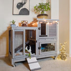 Aivituvin Rabbit Hutch Large Wooden Bunny House Guinea Pig Cages on Wheels, Two Trays, Indoor Outdoor - Image 1