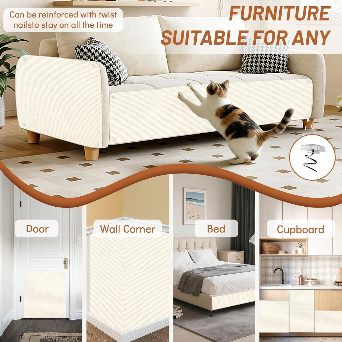 Cat scratching on Srebay furniture protector mat