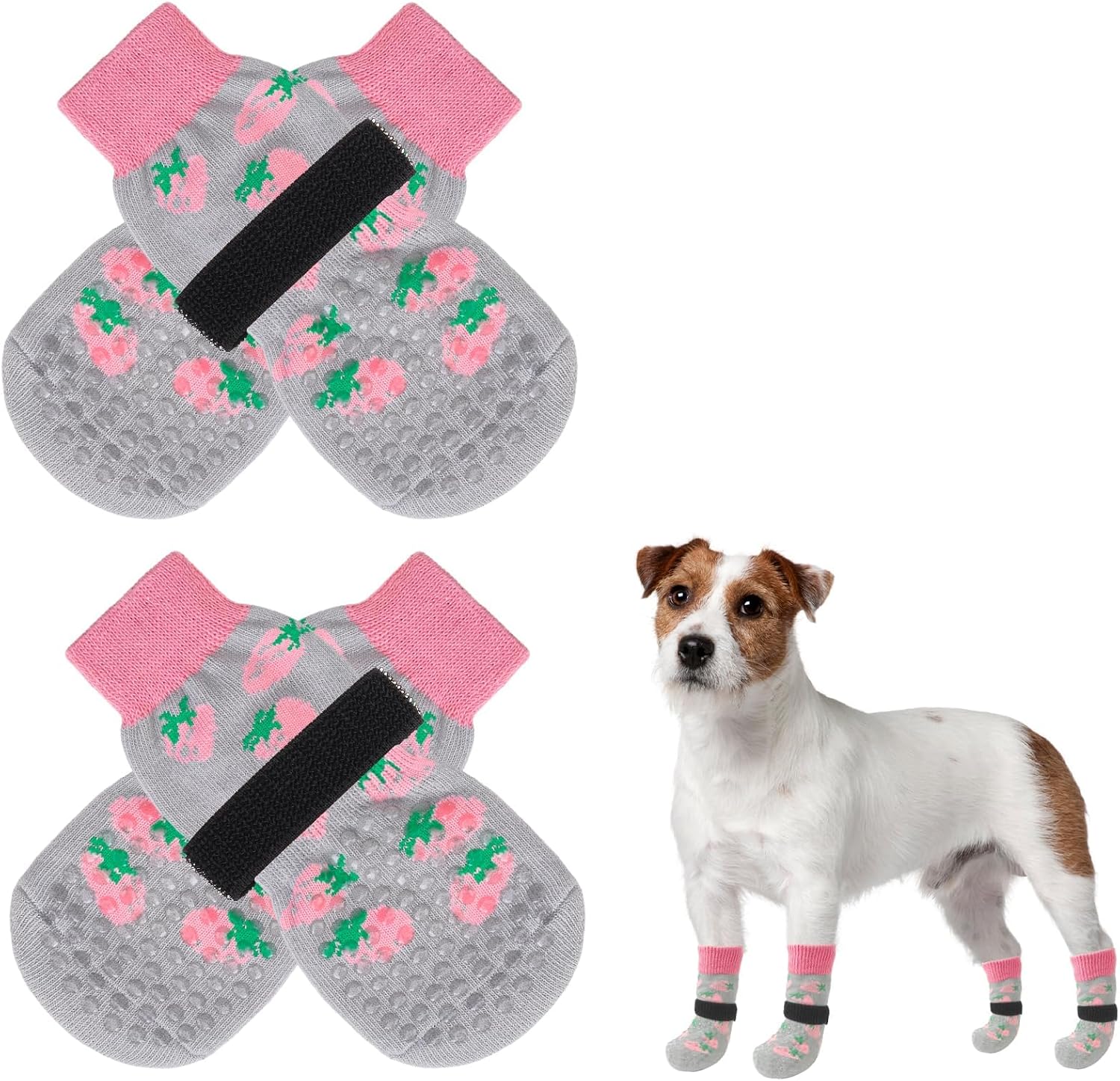 SCENEREAL Anti Slip Dog Socks to Prevent Licking Paws for Hardwood Floors, Double Sides Dog Shoes Boots & Paw Protectors for Hot/Cold Pavement, Dog Grippy Booties for Small Medium Large Senior Dogs - Image 10