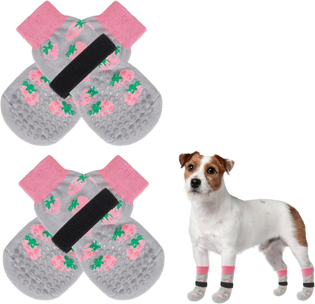 SCENEREAL Anti Slip Dog Socks to Prevent Licking Paws for Hardwood Floors, Double Sides Dog Shoes Boots & Paw Protectors for Hot/Cold Pavement, Dog Grippy Booties for Small Medium Large Senior Dogs - Image 10