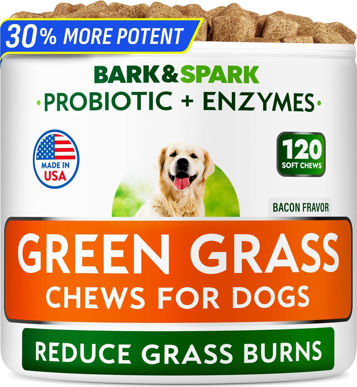BARK&SPARK Probiotics for Dogs Digestive Health w/Enzymes - Diarrhea Gas Treatment Upset Stomach Relief - Allergy & Itchy Skin - Pet Dogs Probiotics - Digestion Supplement Treat (120Ct Chicken) - Image 13