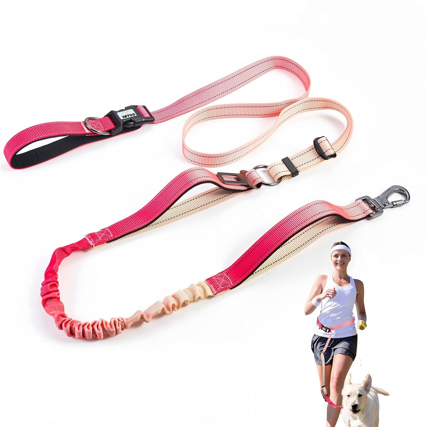Jetog heavy duty hands free dog leash front view