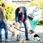Reflective stitching details on Snagle Paw black double dog training lead